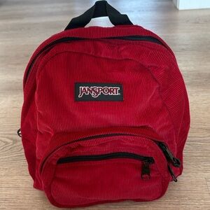 RARE Vintage 90s JanSport Red Corduroy Mini Backpack Y2K Tote Purse